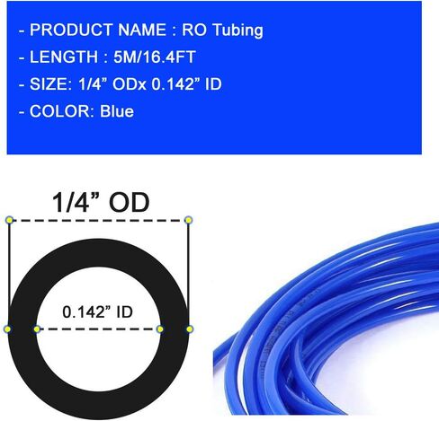 MALIDA 1/4" OD blue RO Water Tubing Length 16.4ft (5meters) for RO Water purifiers Filter, System, Aquariums, Refrigerators. in Saudi Arabia