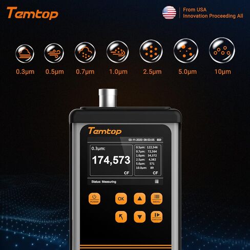 جهاز استشعار الجسيمات المحمول Temtop الاحترافي بأسعار معقولة في غرف الأبحاث 0.3μm ~ 10μm جهاز اختبار المواد الجسيمية PM0.5، PM2.5، كاشف PM10 ISO-21501 معتمد PMD331 in Saudi Arabia
