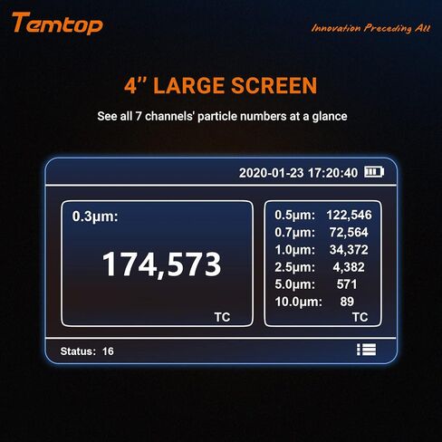 جهاز استشعار الجسيمات المحمول Temtop الاحترافي بأسعار معقولة في غرف الأبحاث 0.3μm ~ 10μm جهاز اختبار المواد الجسيمية PM0.5، PM2.5، كاشف PM10 ISO-21501 معتمد PMD331 in Saudi Arabia