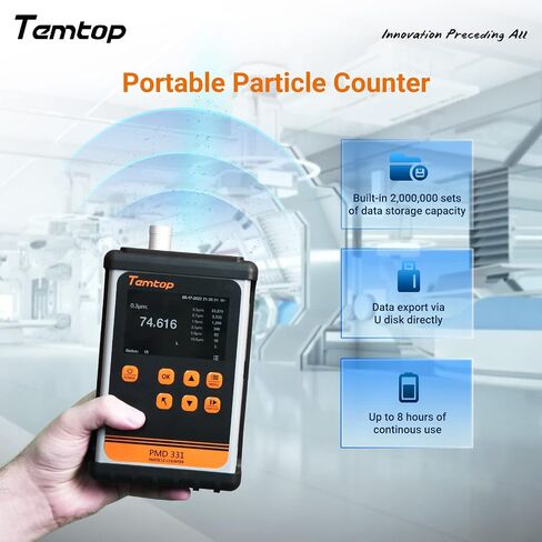 جهاز استشعار الجسيمات المحمول Temtop الاحترافي بأسعار معقولة في غرف الأبحاث 0.3μm ~ 10μm جهاز اختبار المواد الجسيمية PM0.5، PM2.5، كاشف PM10 ISO-21501 معتمد PMD331 in Saudi Arabia