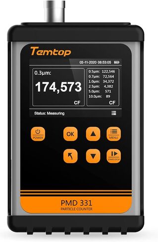 جهاز استشعار الجسيمات المحمول Temtop الاحترافي بأسعار معقولة في غرف الأبحاث 0.3μm ~ 10μm جهاز اختبار المواد الجسيمية PM0.5، PM2.5، كاشف PM10 ISO-21501 معتمد PMD331 in Saudi Arabia