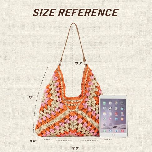 حقائب هوبو من القش للنساء من فيسيالي كل شيء، حقيبة كتف منسوجة، حقيبة يد صيفية للشاطئ in Kuwait