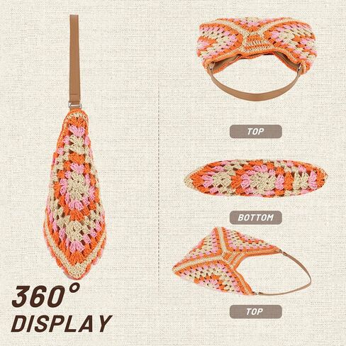 حقائب هوبو من القش للنساء من فيسيالي كل شيء، حقيبة كتف منسوجة، حقيبة يد صيفية للشاطئ in Kuwait