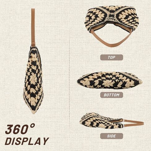 حقائب هوبو من القش للنساء من فيسيالي كل شيء، حقيبة كتف منسوجة، حقيبة يد صيفية للشاطئ in Kuwait