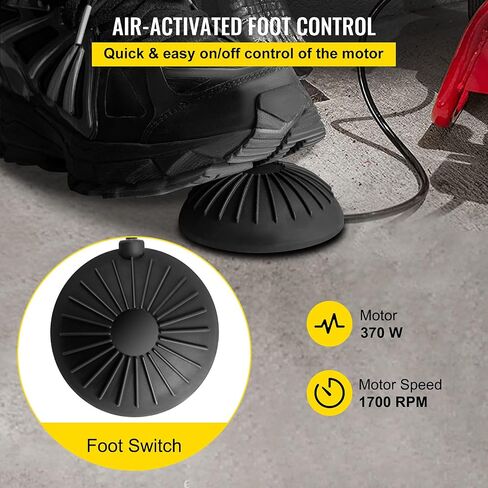 VEVOR 75FT x 1/2 Inch Drain Cleaning Machine 370W Sewer Snake Auger Cleaner Electric Clog Remover Plumbing Tool with 4 Cutters & Air-Activated Foot Switch for 1" to 4" Pipes, Red, Black in Saudi Arabia