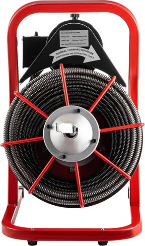 VEVOR 75FT x 1/2 Inch Drain Cleaning Machine 370W Sewer Snake Auger Cleaner Electric Clog Remover Plumbing Tool with 4 Cutters & Air-Activated Foot Switch for 1" to 4" Pipes, Red, Black in Saudi Arabia