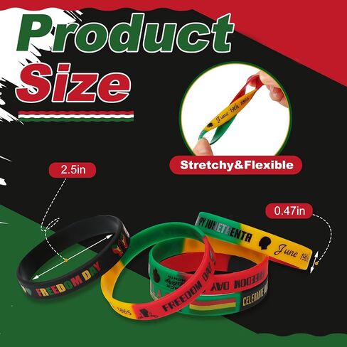 90 Pcs Happy Juneteenth Party Rubber Bracelets Black Freedom Day Patriotic Party Supplies Juneteenth Wristbands for African Juneteenth Independence Day Party Supplies Decorations Goodie Bag Stuffers in Saudi Arabia