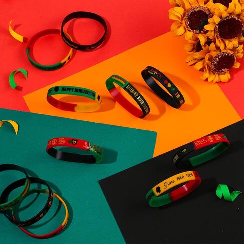 90 Pcs Happy Juneteenth Party Rubber Bracelets Black Freedom Day Patriotic Party Supplies Juneteenth Wristbands for African Juneteenth Independence Day Party Supplies Decorations Goodie Bag Stuffers in Saudi Arabia