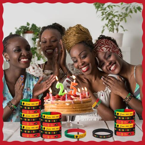 90 Pcs Happy Juneteenth Party Rubber Bracelets Black Freedom Day Patriotic Party Supplies Juneteenth Wristbands for African Juneteenth Independence Day Party Supplies Decorations Goodie Bag Stuffers in Saudi Arabia