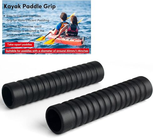 مقابض مجداف VEITHI Kayak من السيليكون غير القابلة للانزلاق، خيط لولبي من الداخل، ملحقات التجديف لمجاديف التفكيك، منع ظهور البثور، تناسب قطر مجداف الكاياك حتى 1.18 بوصة (قطعتان أسودتان) in Kuwait
