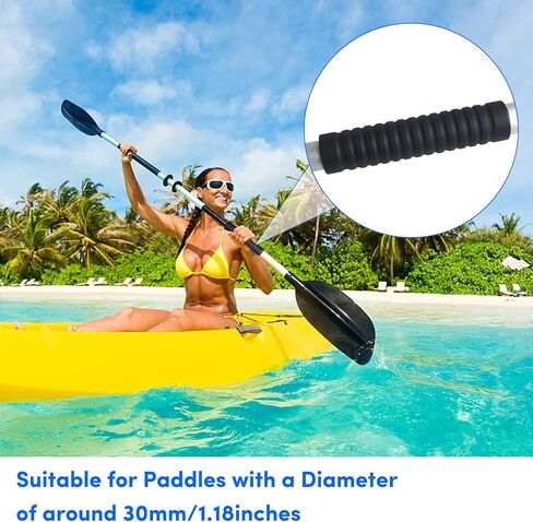 مقابض مجداف VEITHI Kayak من السيليكون غير القابلة للانزلاق، خيط لولبي من الداخل، ملحقات التجديف لمجاديف التفكيك، منع ظهور البثور، تناسب قطر مجداف الكاياك حتى 1.18 بوصة (قطعتان أسودتان) in Kuwait