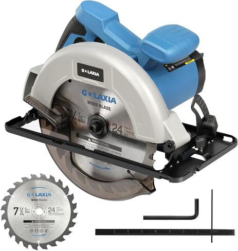 G LAXIA Circular Saw, 11A 7-1/4"Power Circular Saw with Rip Guide, 6000RPM Hand-Held Circular Saw, 0-45° Bevel Adjustment, Corded Electric Saw for Wood in Saudi Arabia