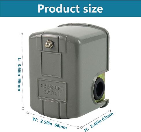 مفتاح الضغط لمضخة الآبار، مفتاح ضغط المياه Hyhpsjiee 40-60Psi تفاضلي قابل للتعديل، مفتاح التحكم في ضغط مضخة المياه NPT أنثى 1/4 بوصة. in Kuwait