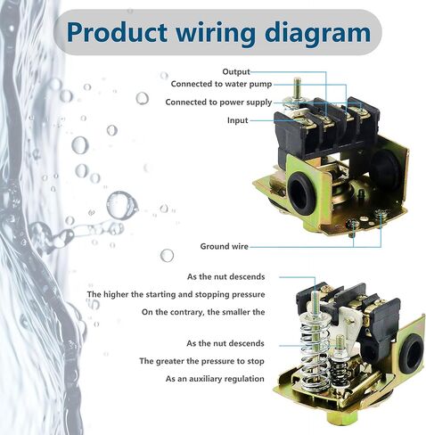 مفتاح الضغط لمضخة الآبار، مفتاح ضغط المياه Hyhpsjiee 40-60Psi تفاضلي قابل للتعديل، مفتاح التحكم في ضغط مضخة المياه NPT أنثى 1/4 بوصة. in Kuwait
