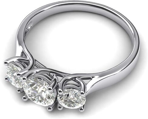 THELANDA Fine 10k White Gold Three Stone Trellis Simulated Diamond Ring Promise Engagement ring 2.0ctw for Women in Saudi Arabia