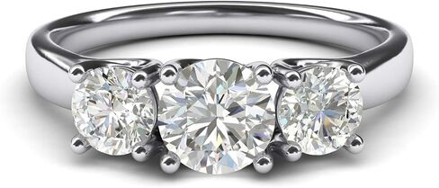 THELANDA Fine 10k White Gold Three Stone Trellis Simulated Diamond Ring Promise Engagement ring 2.0ctw for Women in Saudi Arabia