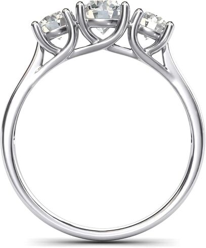 THELANDA Fine 10k White Gold Three Stone Trellis Simulated Diamond Ring Promise Engagement ring 2.0ctw for Women in Saudi Arabia