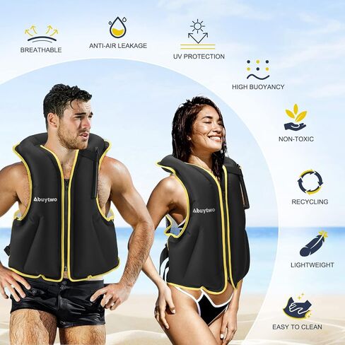 Abuytwo Snorkel Vest for Adults, Inflatable Buoyancy Aid Swim Jackets Snorkeling Vests for Kayak Diving Paddle Boating Water Sports Safety Men/Women in Saudi Arabia
