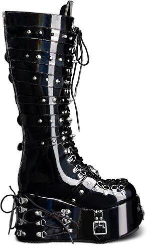 CECEIN Women Holographic Punk Rivet Goth Platform Boots in Saudi Arabia