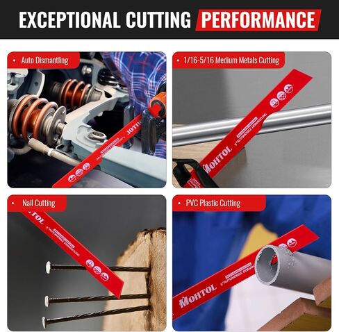 50 حزمة 9 بوصة 14/18 TPI شفرة المنشار الترددية للتفكيك التلقائي، 1/16-5/16 قطع معدنية متوسطة، أسنان M42 مع كوبالت ثنائية المعدن، شفرة منشار ترددية من سبائك الصلب من الكربيد لهدم الفولاذ in Kuwait