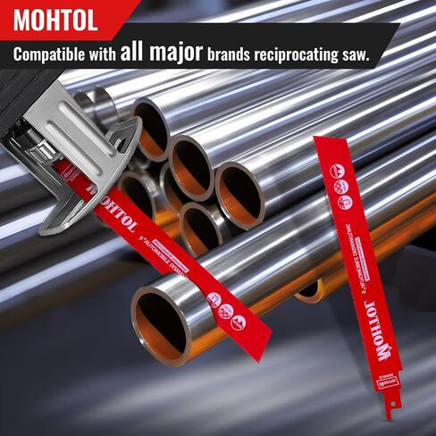 50 حزمة 9 بوصة 14/18 TPI شفرة المنشار الترددية للتفكيك التلقائي، 1/16-5/16 قطع معدنية متوسطة، أسنان M42 مع كوبالت ثنائية المعدن، شفرة منشار ترددية من سبائك الصلب من الكربيد لهدم الفولاذ in Kuwait