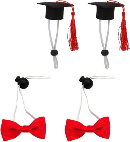 Amosfun 4pcs cat hat Dog Cap and Gown Graduation top Hats Outfit Mini Puppy -Lovely Mini Graduation Hats Graduation -Caps Bow Ties Pet Decorations in Saudi Arabia