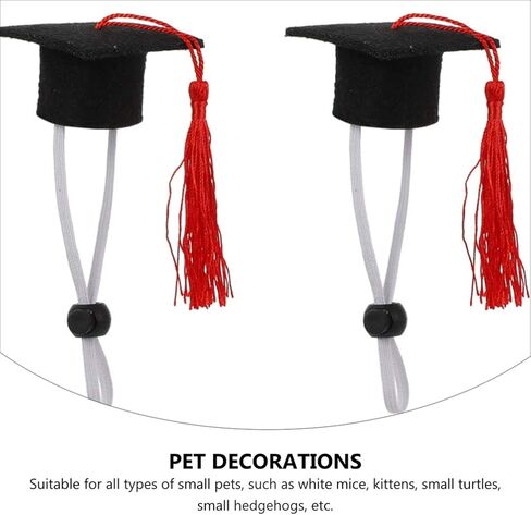 Amosfun 4pcs cat hat Dog Cap and Gown Graduation top Hats Outfit Mini Puppy -Lovely Mini Graduation Hats Graduation -Caps Bow Ties Pet Decorations in Saudi Arabia