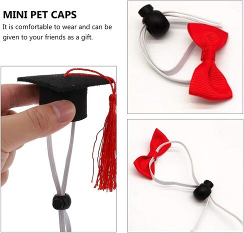 Amosfun 4pcs cat hat Dog Cap and Gown Graduation top Hats Outfit Mini Puppy -Lovely Mini Graduation Hats Graduation -Caps Bow Ties Pet Decorations in Saudi Arabia