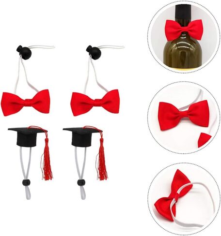 Amosfun 4pcs cat hat Dog Cap and Gown Graduation top Hats Outfit Mini Puppy -Lovely Mini Graduation Hats Graduation -Caps Bow Ties Pet Decorations in Saudi Arabia