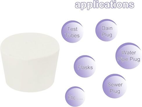 MECCANIXITY Rubber Tapered Plug 43mm to 52mm Solid Test Tubes Bungs Stopper White for Lab Home 5 Pieces in Saudi Arabia