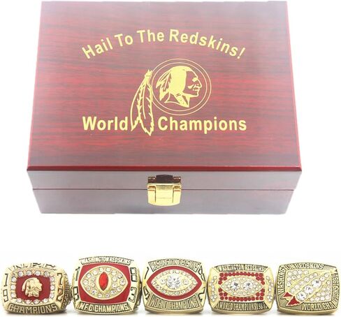 حلقات فالمان واشنطن لكرة القدم 1982 1987 1991 للأبطال الخارقين وحلقة بطولة N'F'C 1972 1983 مع صندوق خشبي مقاس 11 هدايا للرجال والنساء والأولاد والأطفال والآباء الشباب in Kuwait