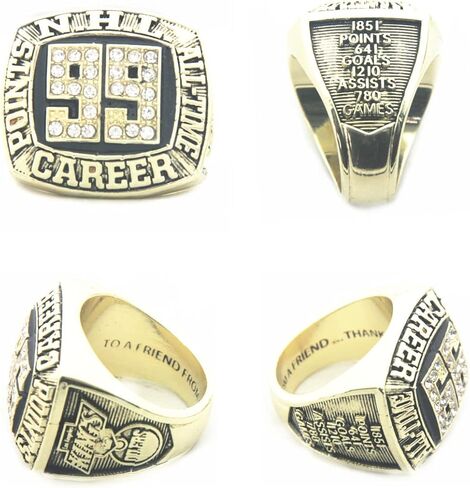 مجموعة حلقات طبق الأصل من Valman Oilers 1984 1985 1987 1988 Gretzky 1990 Messier Edmonton Champions وخاتم زعيم النقاط التذكارية لعام 1989 Wayne مع صندوق خشبي in Kuwait