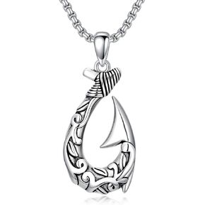 Hunting Men Necklace Fish Hook Deer Flying Mallard Duck Necklace 925 Sterling Silver Deer Fish Labrador Dog Pendant Hunting Jewelry Gifts for Men in Saudi Arabia