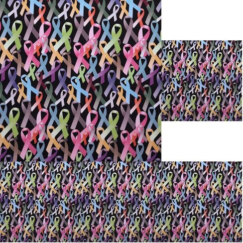 Mook Fabrics Cotton Cancer Awareness, Black/Pink Cut by The Yard in Saudi Arabia