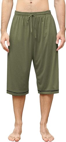 Cromoncent Men's Stretch Modal Pajama Capri Pants with Pockets in Saudi Arabia