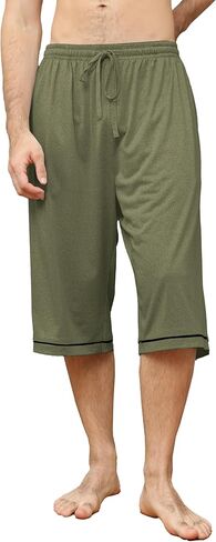 Cromoncent Men's Stretch Modal Pajama Capri Pants with Pockets in Saudi Arabia