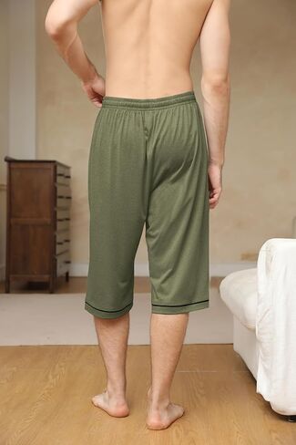Cromoncent Men's Stretch Modal Pajama Capri Pants with Pockets in Saudi Arabia