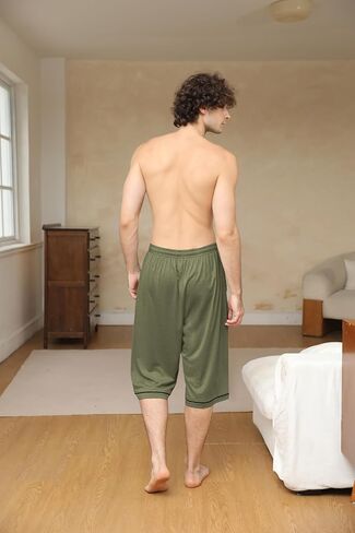 Cromoncent Men's Stretch Modal Pajama Capri Pants with Pockets in Saudi Arabia