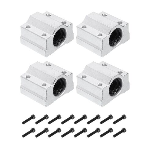 uxcell 2pcs SCS16LUU Linear Motion Ball Bearing Slide Bushing Aluminum 84mm Long Linear Roller Bearing Slide Block for 16mm Round Shaft Rod in 3D Printer, CNC Machine, Silver Tone in Kuwait