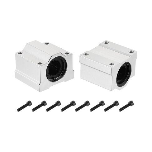 uxcell 2pcs SCS16LUU Linear Motion Ball Bearing Slide Bushing Aluminum 84mm Long Linear Roller Bearing Slide Block for 16mm Round Shaft Rod in 3D Printer, CNC Machine, Silver Tone in Saudi Arabia