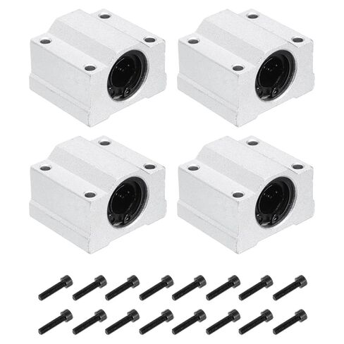 uxcell 2pcs SCS16LUU Linear Motion Ball Bearing Slide Bushing Aluminum 84mm Long Linear Roller Bearing Slide Block for 16mm Round Shaft Rod in 3D Printer, CNC Machine, Silver Tone in Saudi Arabia