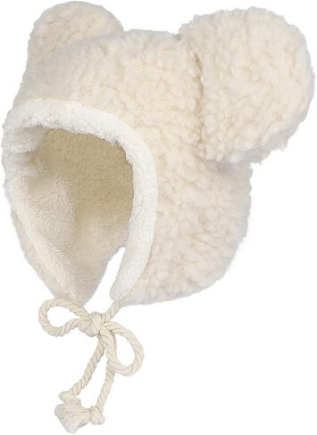 Fuzzy Bear Beanie Hat Faux Fur Trapper Cap Windproof Thermal Ushanka Plush Trooper Hat Winter Warm Sherpa Peruvian Cap Women in Kuwait