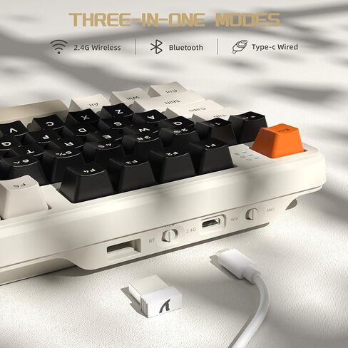 ATTACK SHARK X87 Wireless Mechanical Gaming Keyboard, Tri-Mode BT5.0/2.4GHz/USB-C Gasket Hot Swappable Custom Keyboard, Pre-lubed Strawberry Switches, 75% TKL RGB Backlit Keyboard-Star Black in Kuwait