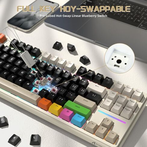 ATTACK SHARK X87 Wireless Mechanical Gaming Keyboard, Tri-Mode BT5.0/2.4GHz/USB-C Gasket Hot Swappable Custom Keyboard, Pre-lubed Strawberry Switches, 75% TKL RGB Backlit Keyboard-Star Black in Kuwait