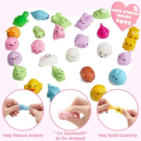 JOYIN 28 Packs Valentine Stress Relief Dinosaur Mochi Toys with 4-Design Boxes Party Favors Set for Kids Valentine Classroom Exchange, Holiday Party, Game Prizes and Gift Basket Stuffers in Kuwait