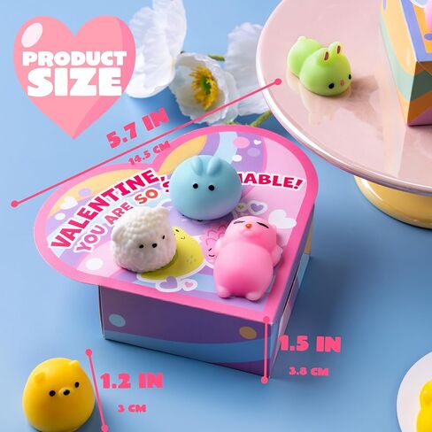 JOYIN 28 Packs Valentine Stress Relief Dinosaur Mochi Toys with 4-Design Boxes Party Favors Set for Kids Valentine Classroom Exchange, Holiday Party, Game Prizes and Gift Basket Stuffers in Kuwait