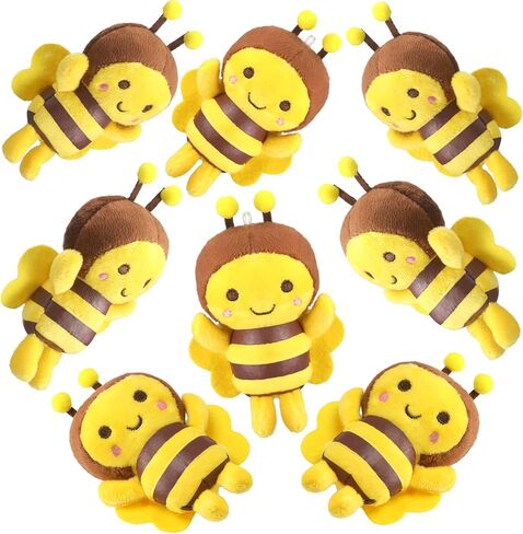 8 Pcs 5 Inch Stuffed Bees Plush Soft Bees Small Bee Stuffed Animal Realistic Cartoon Little Honey Bee Stuffed Toy Adorable Bee Doll for Bee Birthday Party Decorations DIY (Vivid Style) in Saudi Arabia