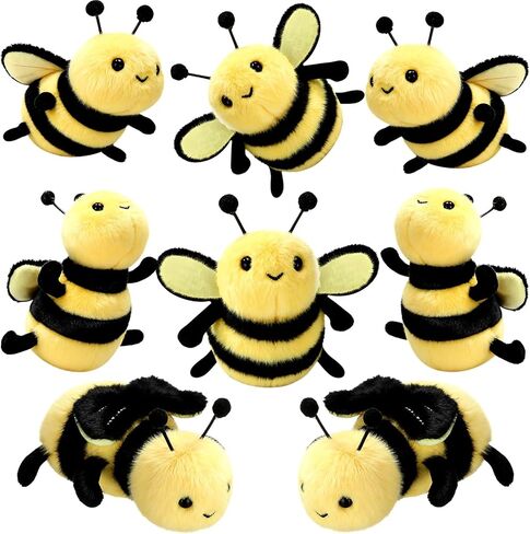 8 Pcs 5 Inch Stuffed Bees Plush Soft Bees Small Bee Stuffed Animal Realistic Cartoon Little Honey Bee Stuffed Toy Adorable Bee Doll for Bee Birthday Party Decorations DIY (Vivid Style) in Saudi Arabia