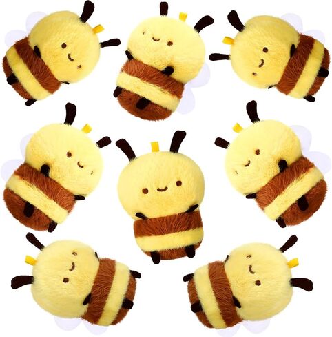 8 Pcs 5 Inch Stuffed Bees Plush Soft Bees Small Bee Stuffed Animal Realistic Cartoon Little Honey Bee Stuffed Toy Adorable Bee Doll for Bee Birthday Party Decorations DIY (Vivid Style) in Saudi Arabia