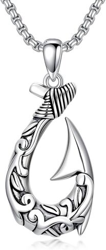 Hunting Men Necklace Fish Hook Deer Flying Mallard Duck Necklace 925 Sterling Silver Deer Fish Labrador Dog Pendant Hunting Jewelry Gifts for Men in Saudi Arabia